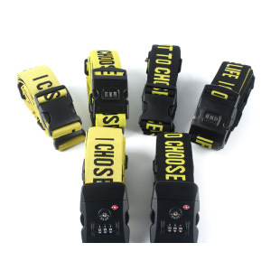 Jacquard Woven Lettering Elastic Cross Luggage Strap with TSA Lock (#006) enlarged