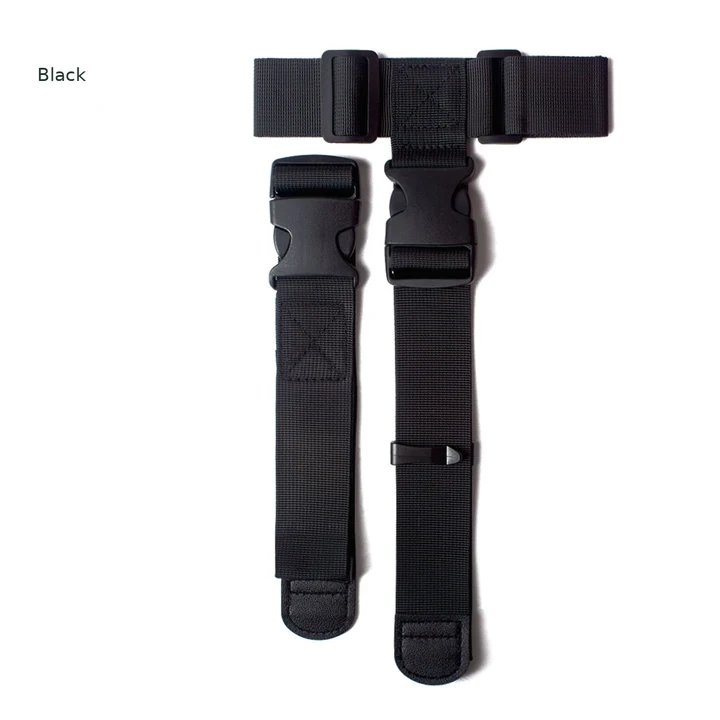 Black set for HL-012: Black T-shaped connector and companion strap, with original buckles, adjustment sliders and bound ends.