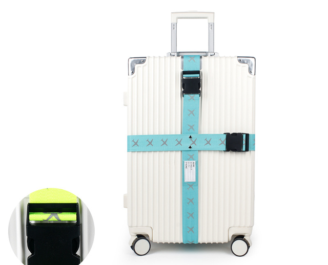Turquoise plain-buckle variant: original product photograph. Turquoise cross-format strap without a combination lock; plain-buckle type must be confirmed.